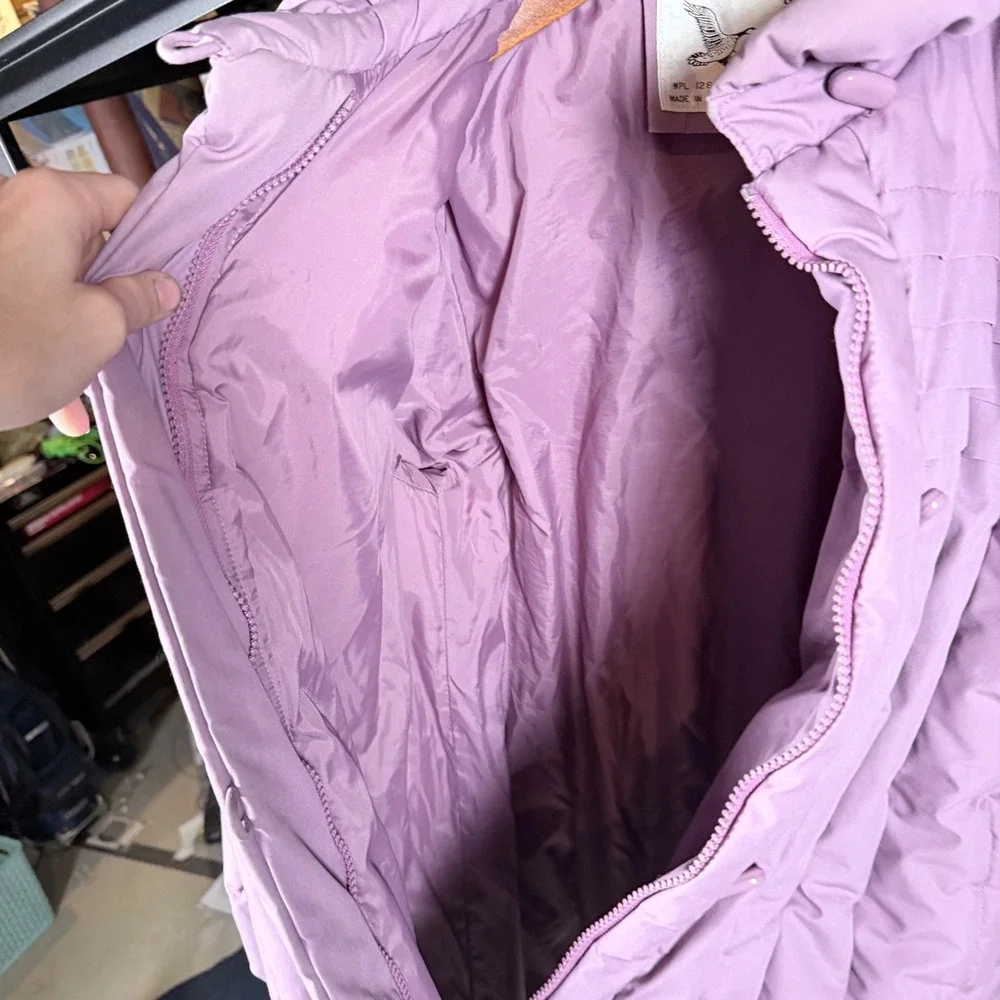 vintage 80's Grand Creations Women Puffer Coat Purple Full Zip Down Fill Medium - Picture 7 of 8